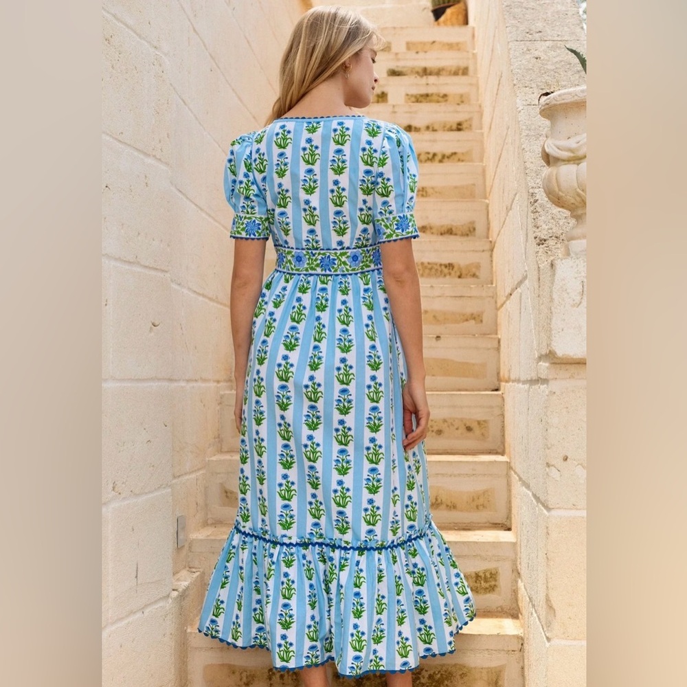 Pink City Prints Sky Lily Stripe Evelyn Dress - Picture 2 of 8